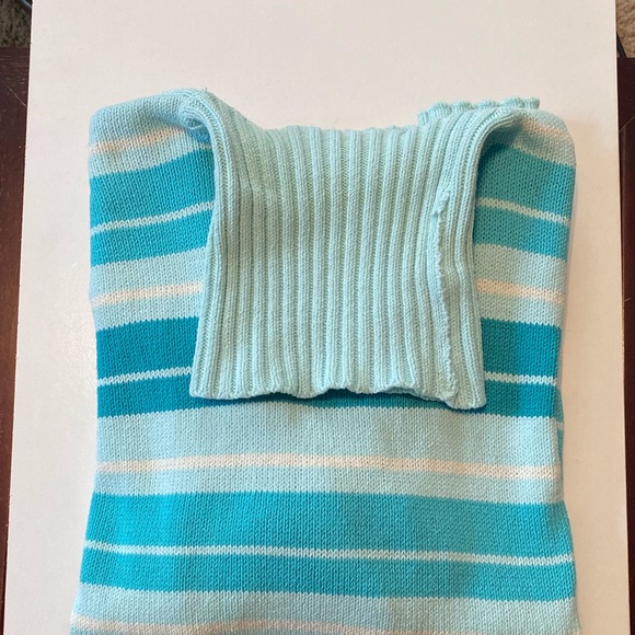 Gap Blue/Aqua/White Stripe Turtleneck Sweater - XL - Picture 2 of 4